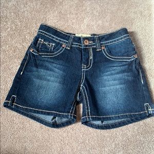 Denim shorts.